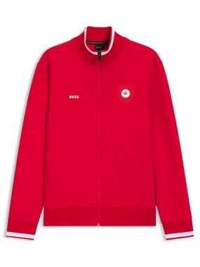 Hugo Boss COTTON-BLEND ZIP-UP SWEATSHIRT WITH COUNTRY-FLAG BADGE - Canada